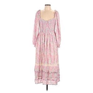 Penelope Rose L Cottagecore Floral Midi Dress Smocked Balloon Sleeve Tiered